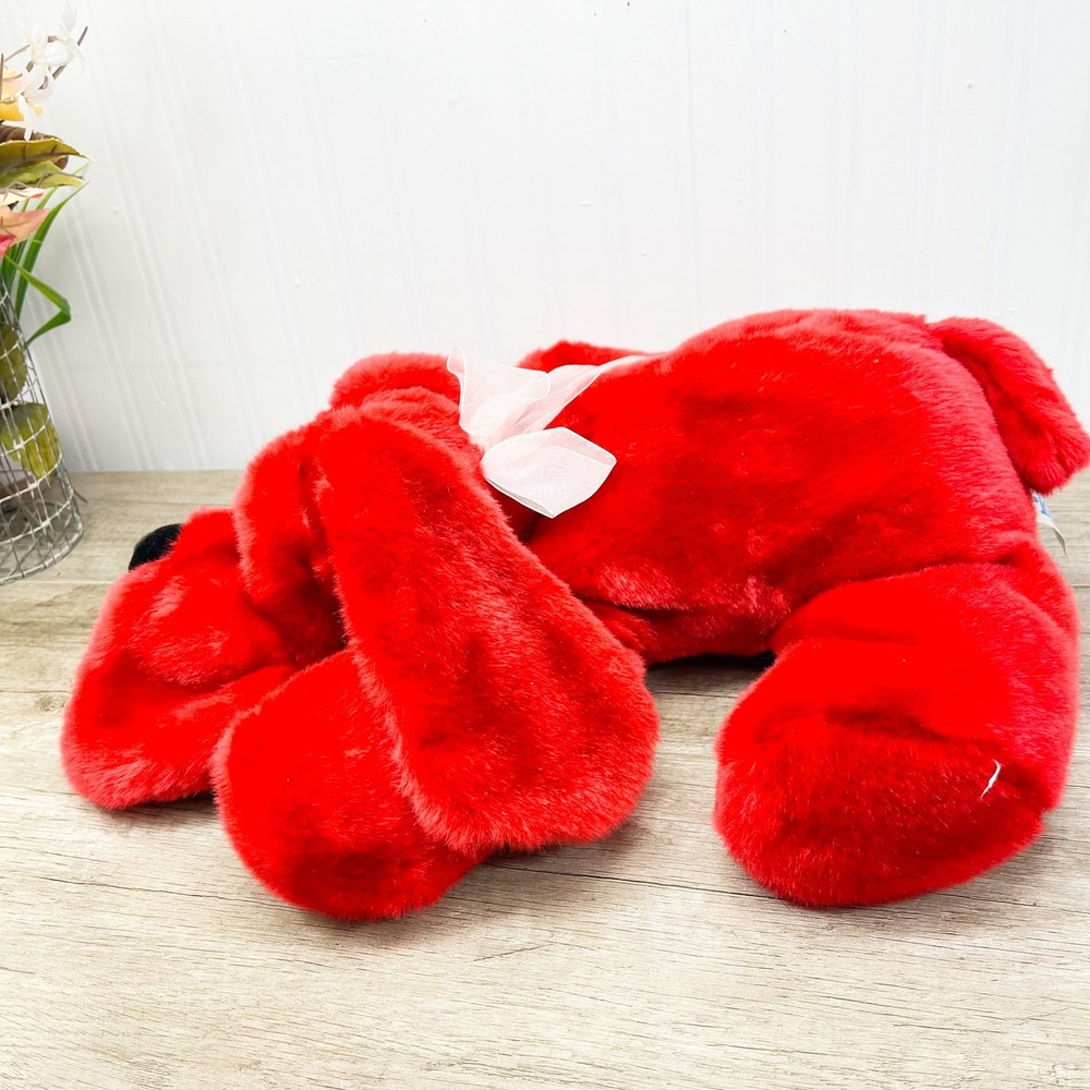 Kids of America Red Plush Dog Floppy Stuffed Animal Pink Bow 2003 Vintage 17in - Picture 6 of 11